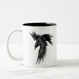 Crow Raven Norse Viking Symbol Two-Tone Coffee Mug