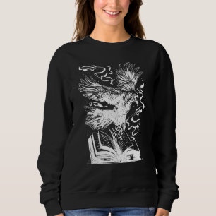 crow raven with books goth tattoo Mystery and magi Sweatshirt