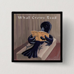 Crow Reading The Raven Funny 15 Cm Square Badge
