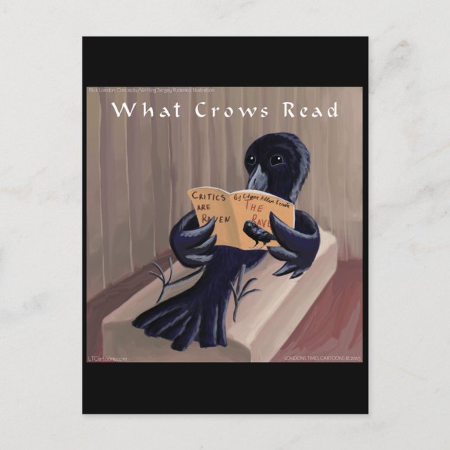 Crow Reading The Raven Funny Postcard (Front)