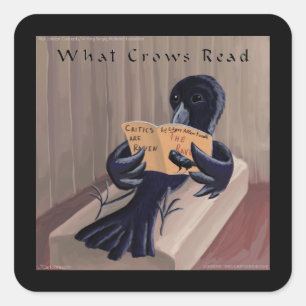 Crow Reading The Raven Funny Square Sticker
