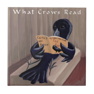 Crow Reading The Raven Funny Tile