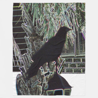 Crow Rests on Lantern Fleece Blanket