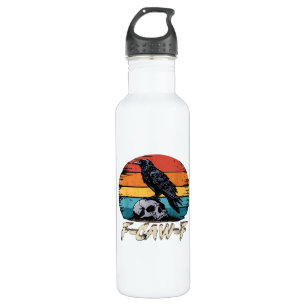 Crow, Retro F-Caw-F Bird Crow Funny Crow Bird Cawi 710 Ml Water Bottle