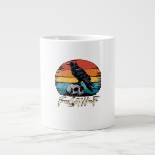 Crow, Retro F-Caw-F Bird Crow Funny Crow Bird Cawi Large Coffee Mug