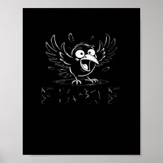 Crow, Retro F-Caw-F Bird Crow Funny Crow Bird Cawi Poster (Front)