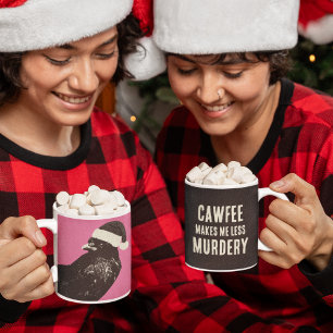 Crow Santa Christmas Cawfee Less Murdery Coffee Mug