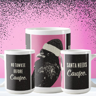 Crow Santa Pink Black Cawfee Christmas Coffee Mug