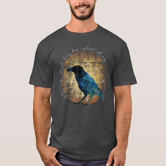 Crow Shirt As the Crow Flies Crow Raven Moon Art (Front)