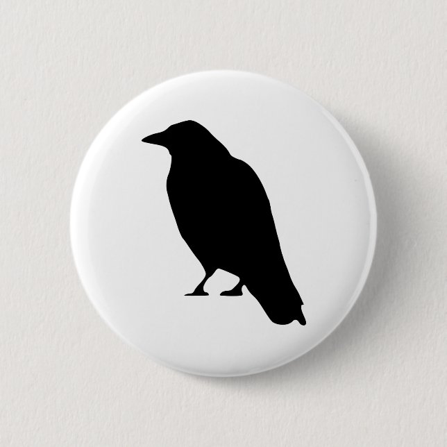Crow Silhouette 6 Cm Round Badge (Front)