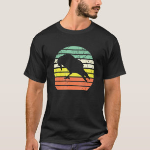 Crow Silhouette Cool Bird Retro Vintage Sunset T-Shirt