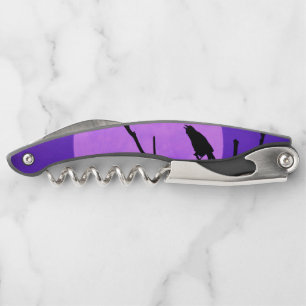 Crow Silhouette Purple Moon Corkscrew