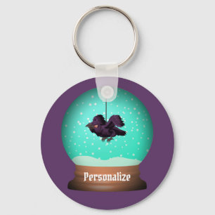Crow snow globe keychain
