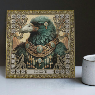 Crow Spirit Animal Personalised Name Field Ceramic Tile