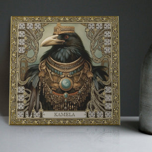 Crow Spirit Animal Personalised Name Field Ceramic Tile