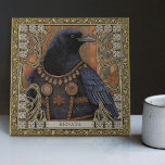 Crow Spirit Animal Personalised Name Field Ceramic Tile<br><div class="desc">Enchanted Crow Spirit Animal Bird Personalised Immerse yourself in a mystic realm with our Enchanted Crow Spirit Personalised Ceramic Tile. A magnificent crow, adorned with tribal jewels, stands as the centerpiece, embodying symmetrical harmony and the vibrant energy of Happycore and Carpet Punk aesthetics. The crow's noble stature, enhanced by rich...</div>