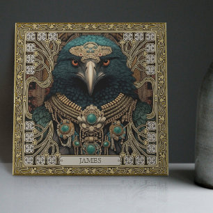 Crow Spirit Animal Personalised Name Field Ceramic Tile