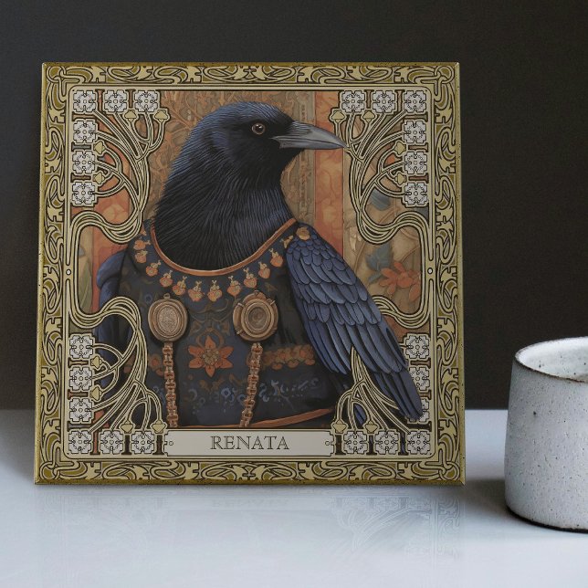 Crow Spirit Animal Personalised Name Field Ceramic Tile (Creator Uploaded)