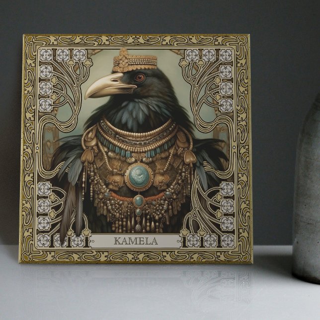 Crow Spirit Animal Personalised Name Field Ceramic Tile (Creator Uploaded)