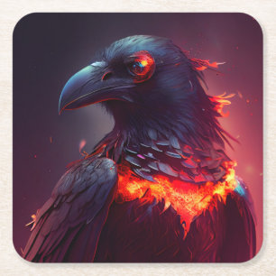 Crow Square Paper Coaster