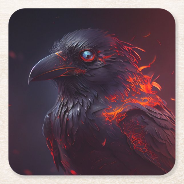 Crow Square Paper Coaster (Front)