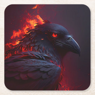 Crow Square Paper Coaster