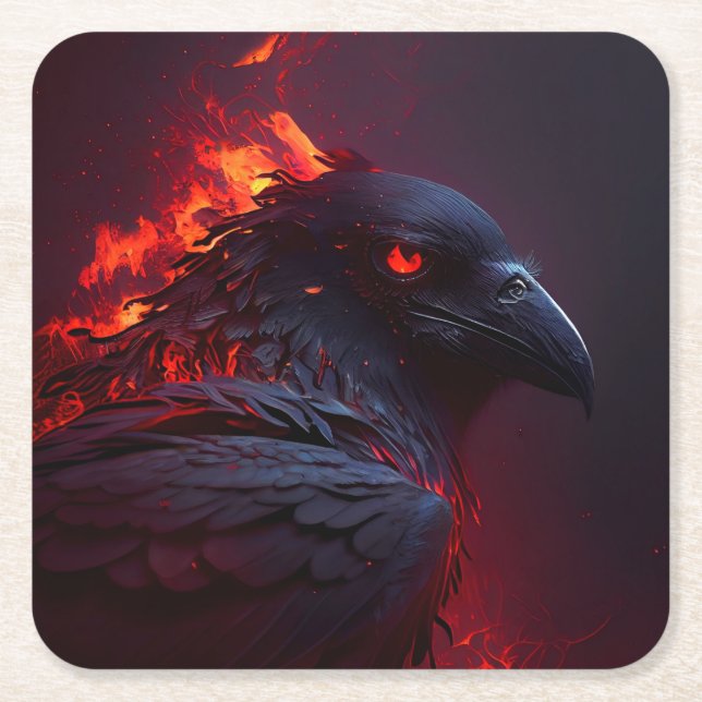 Crow Square Paper Coaster (Front)