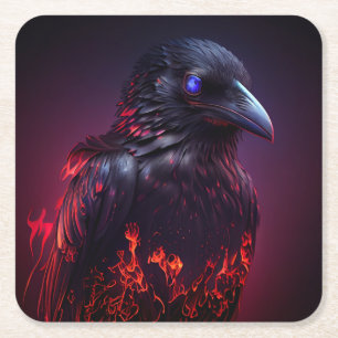 Crow Square Paper Coaster