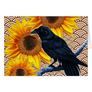 Crow Sunflowers Brown Pattern Gifts