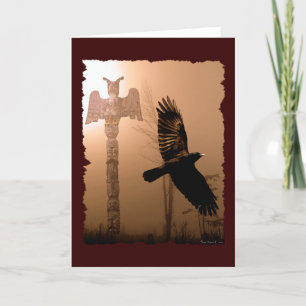 CROW & TOTEM POLE Native American-themed Card