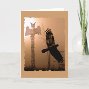 CROW & TOTEM POLE Native American-themed Card