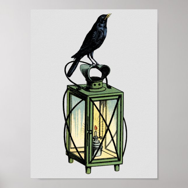 Crow Waits On The Night Lantern Poster (Front)