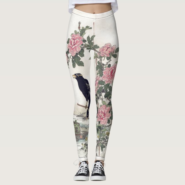 crow with flowers leggings (Front)