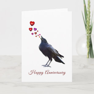 Crow with Hearts Anniversary Card