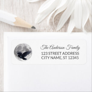 Crow  with Moon Halloween Return Address Label