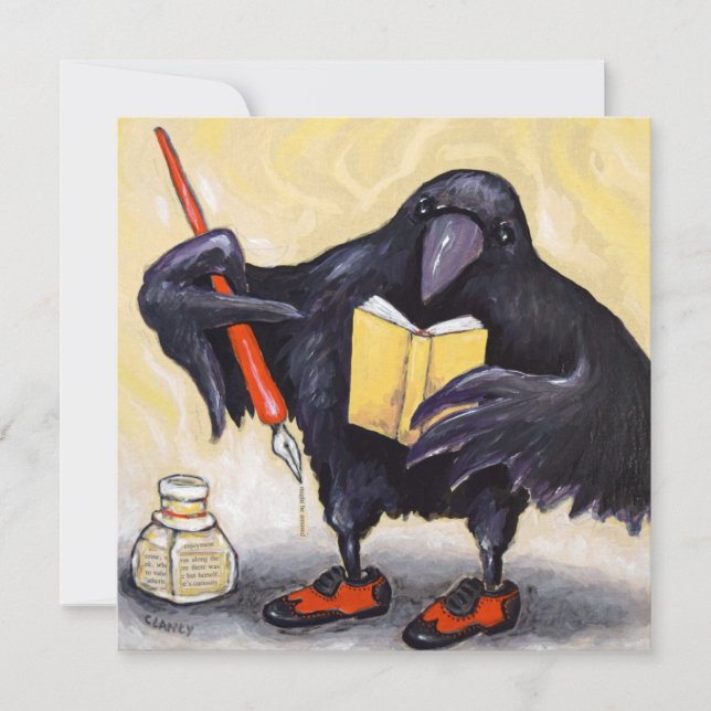 Crow with Pen note card (Front)