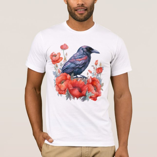 Crow with poppy T-Shirt (Front)