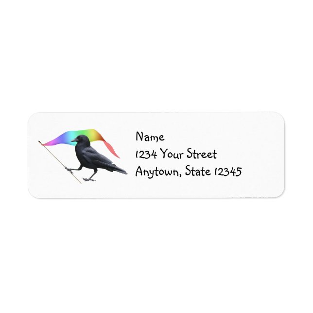 Crow with Rainbow Flag Return Address Labels (Front)