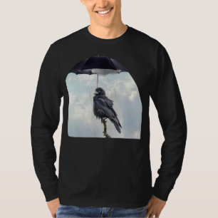 Crow With Umbrella Crow Raven Blackbird Bird Ornit T-Shirt