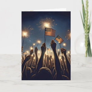 Crowd Celebrating 4th of July Card
