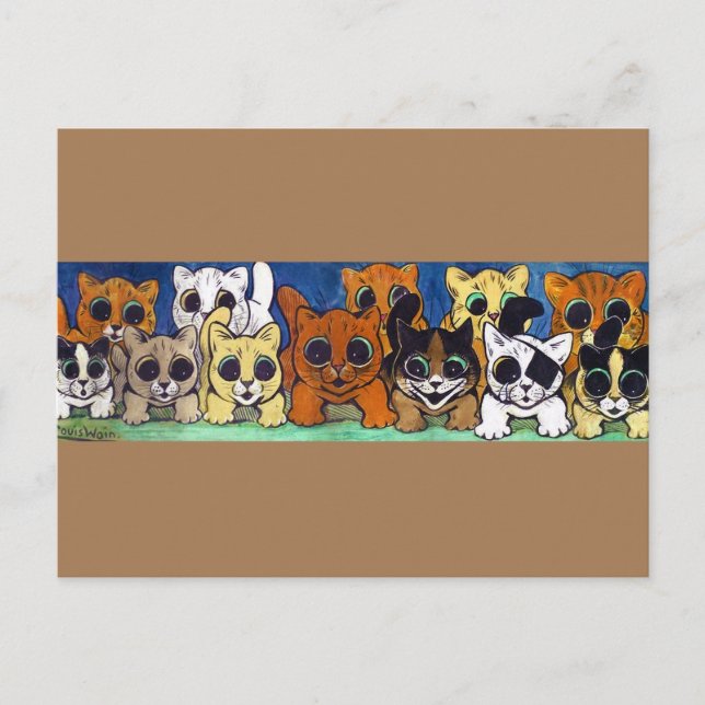 Crowd of Cats, Louis Wain Postcard (Front)