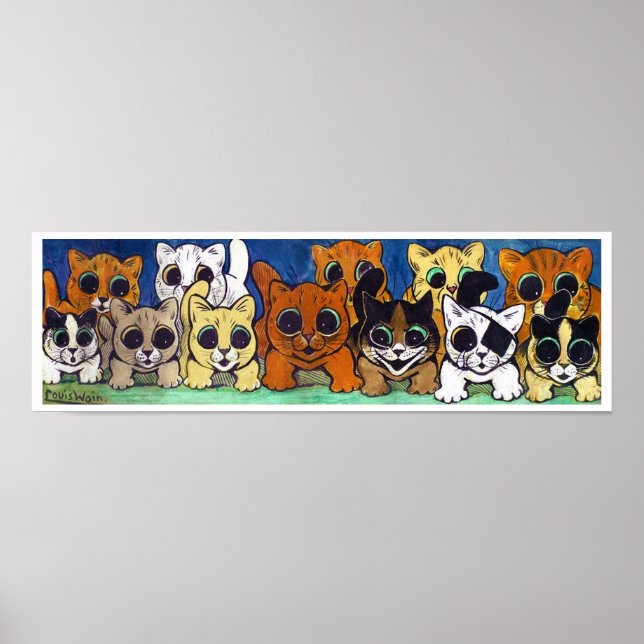Crowd of Cats, Louis Wain Poster (Front)
