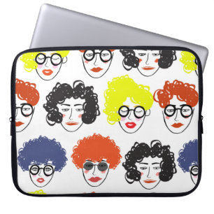 Crowd of funny peoples, seamless background laptop sleeve
