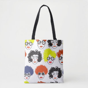 Crowd of funny peoples, seamless background tote bag
