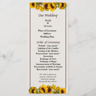 Crowd of Sunflowers Wedding Program