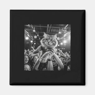 Crowd Surfing Cat Funny Concert Meme Party Cat Lov Magnet