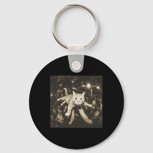 Crowd Surfing Cat Meme Disco Party Cat Gang Night Key Ring