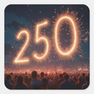 Crowd Watching 250th Birthday Fireworks  Square Sticker