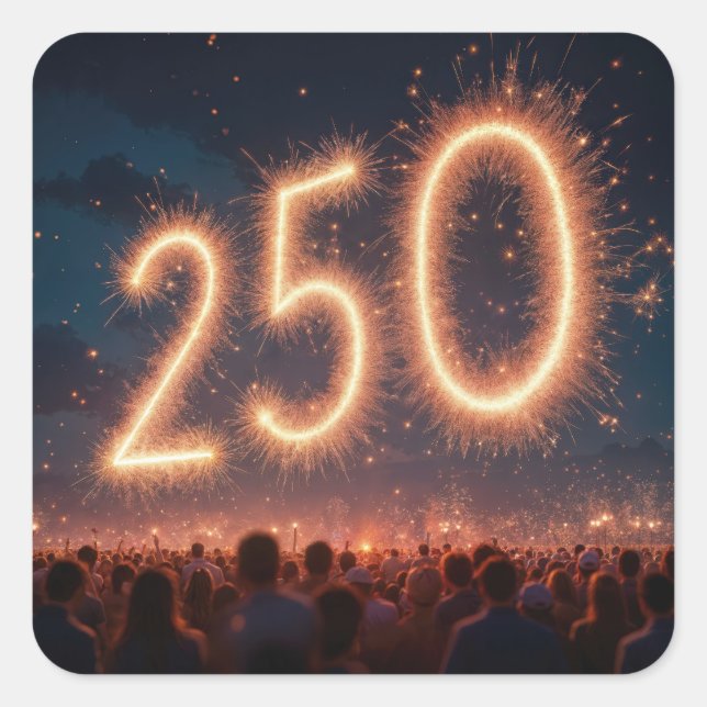 Crowd Watching 250th Birthday Fireworks  Square Sticker (Front)
