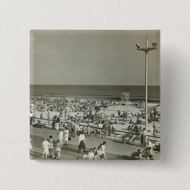 Crowded Beach 15 Cm Square Badge (Front)